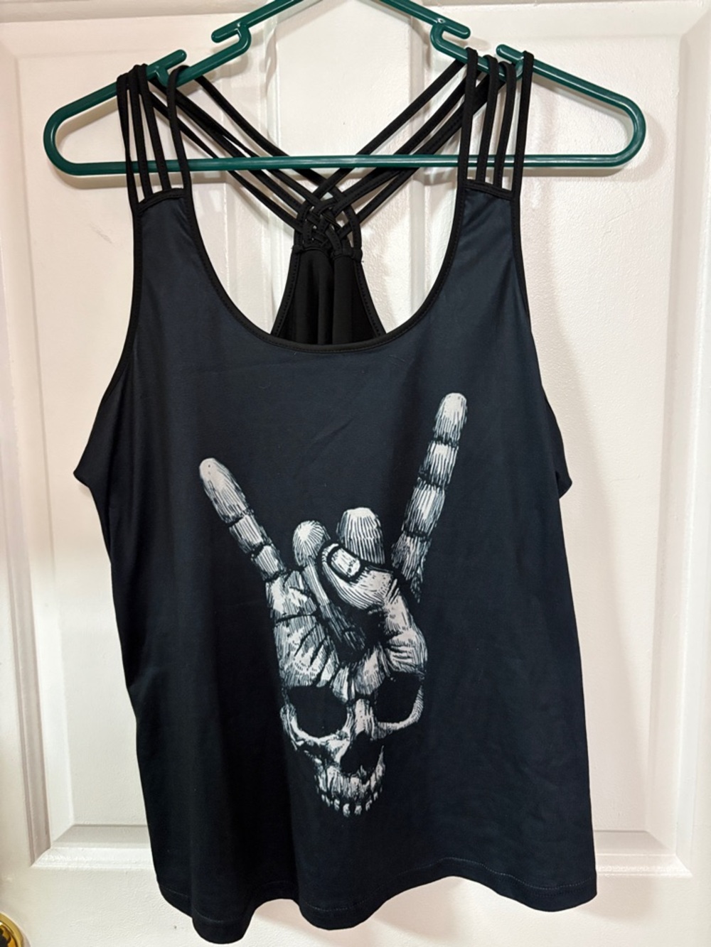 Black Strappy Rock Graphic Tank Top - Women